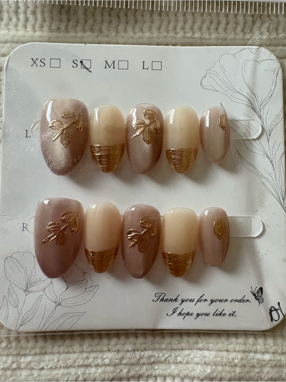 Nude & Gold Press-On Nail Set - Women Accessories size Small
